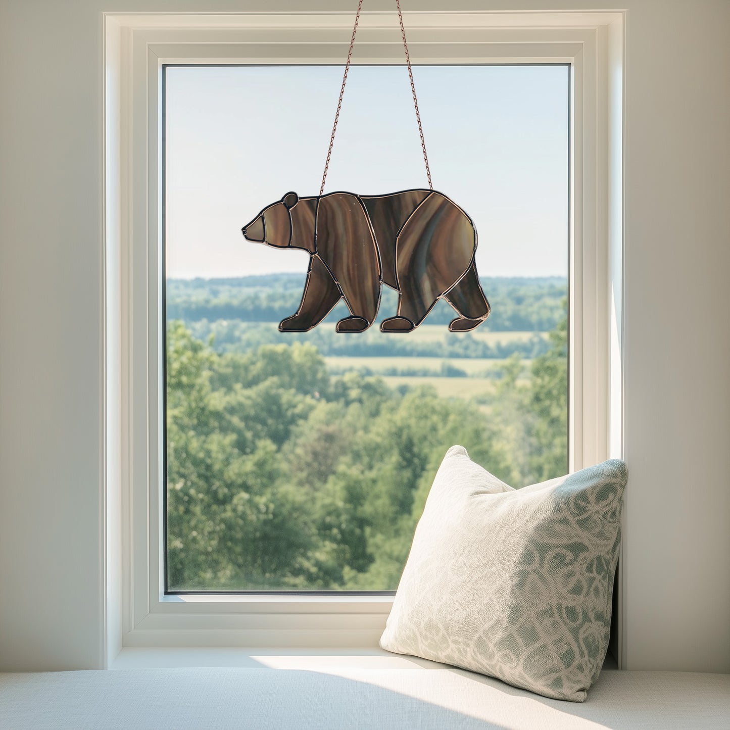 Bear Walking Stained Glass Pattern and PNG