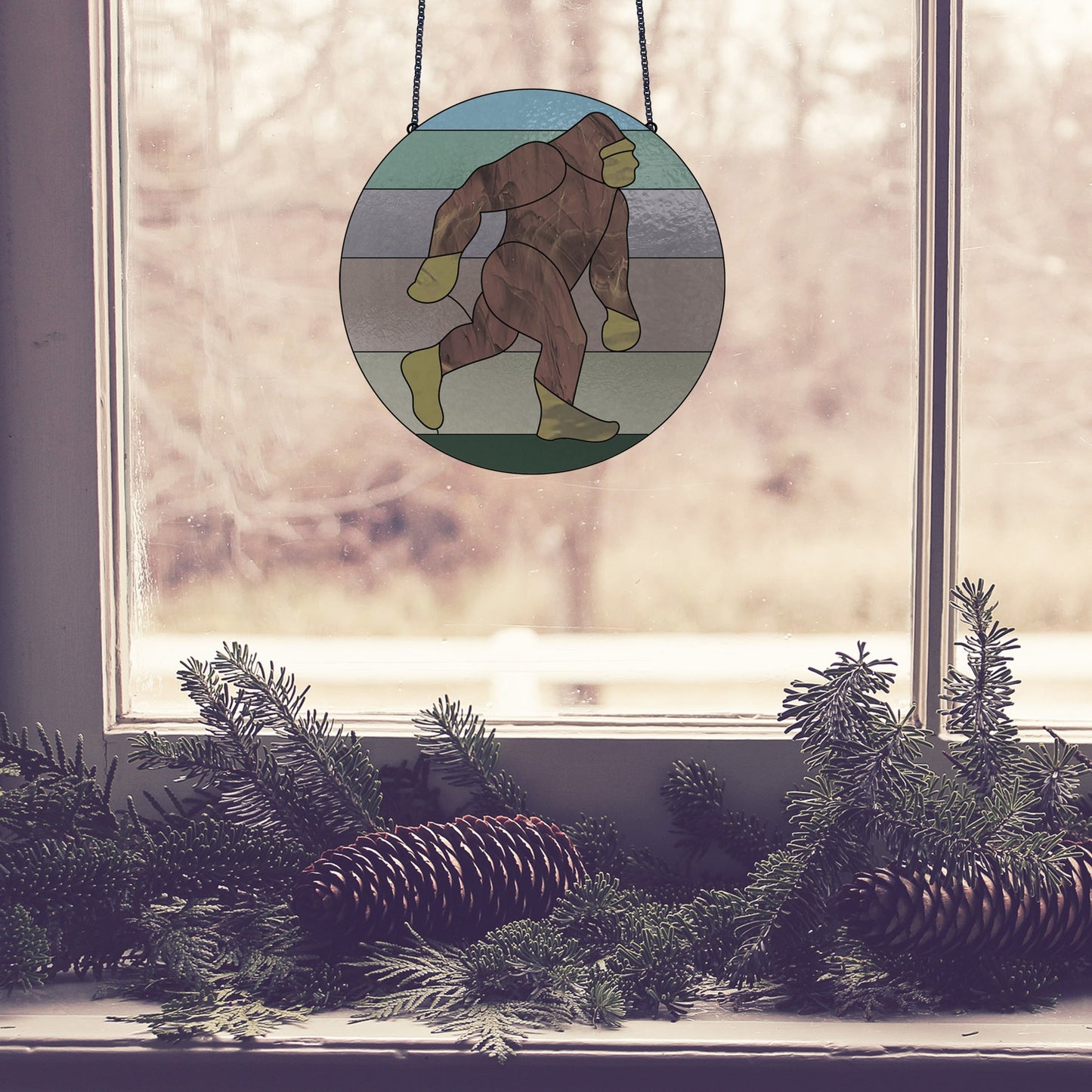 Sasquatch Bigfoot Stained Glass Pattern