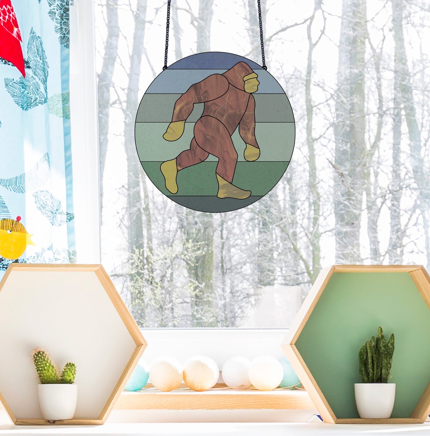Sasquatch Bigfoot Stained Glass Pattern