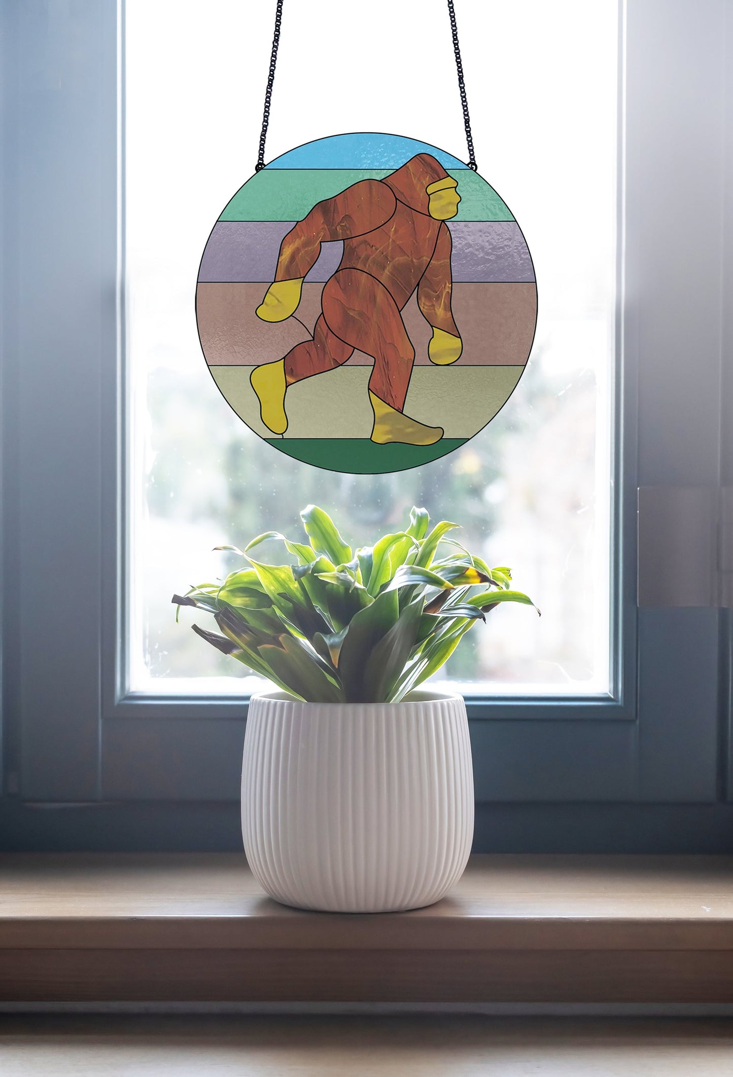 Sasquatch Bigfoot Stained Glass Pattern