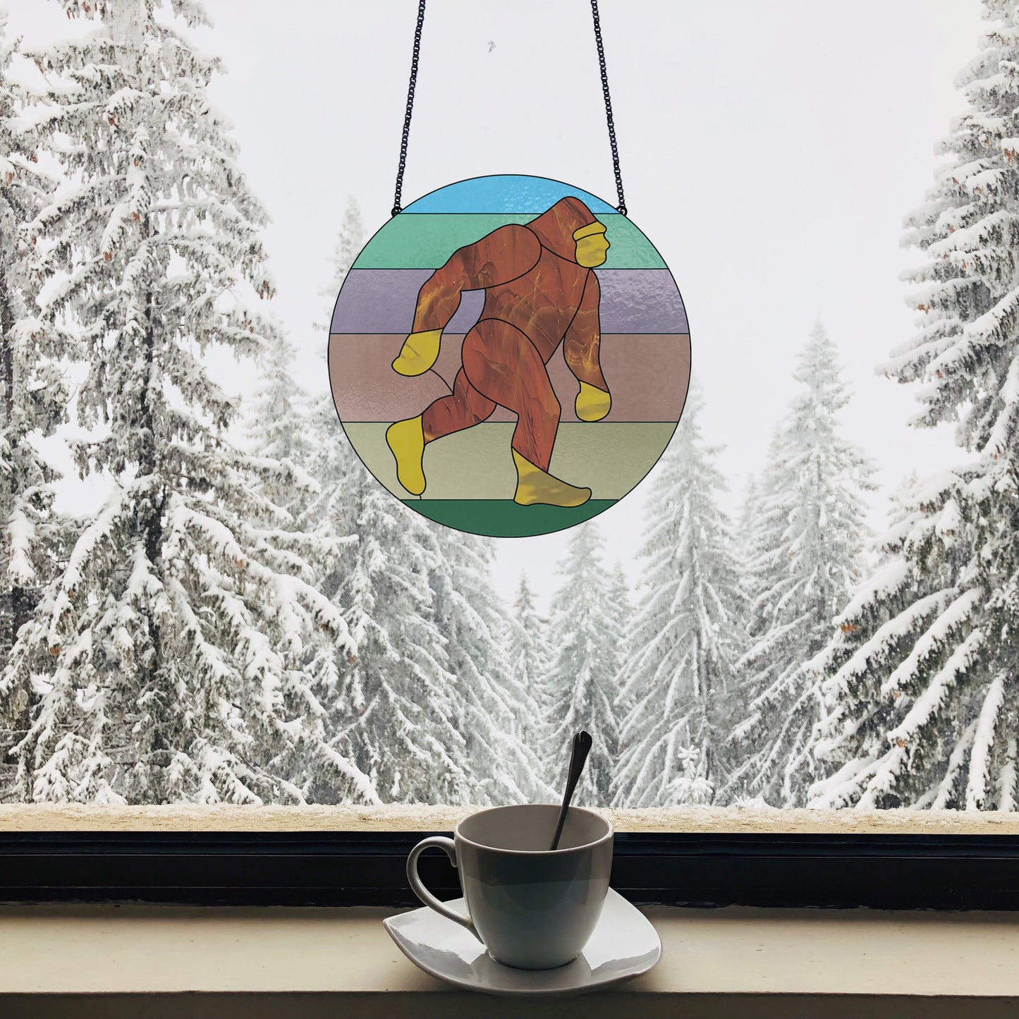 Sasquatch Bigfoot Stained Glass Pattern