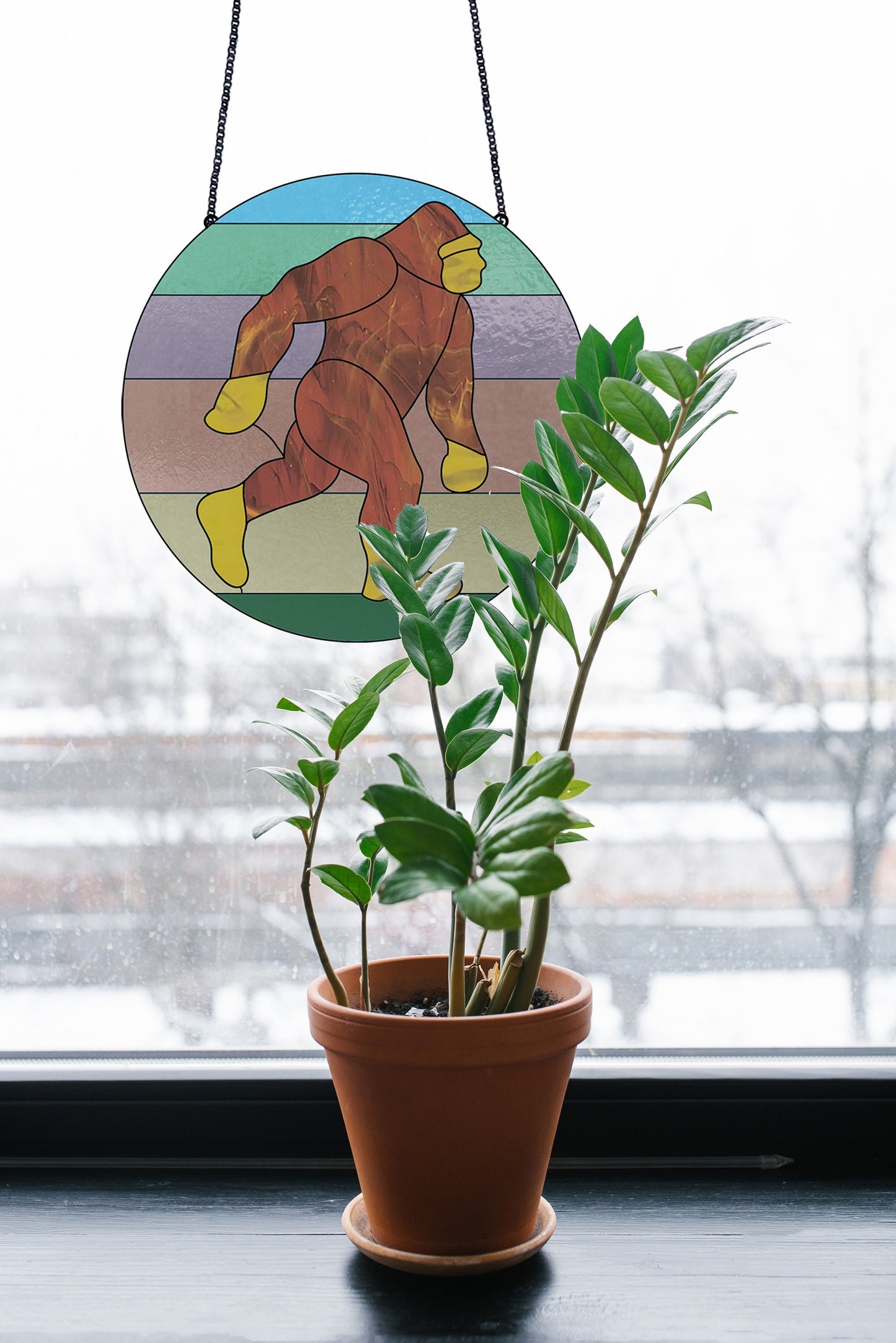 Sasquatch Bigfoot Stained Glass Pattern