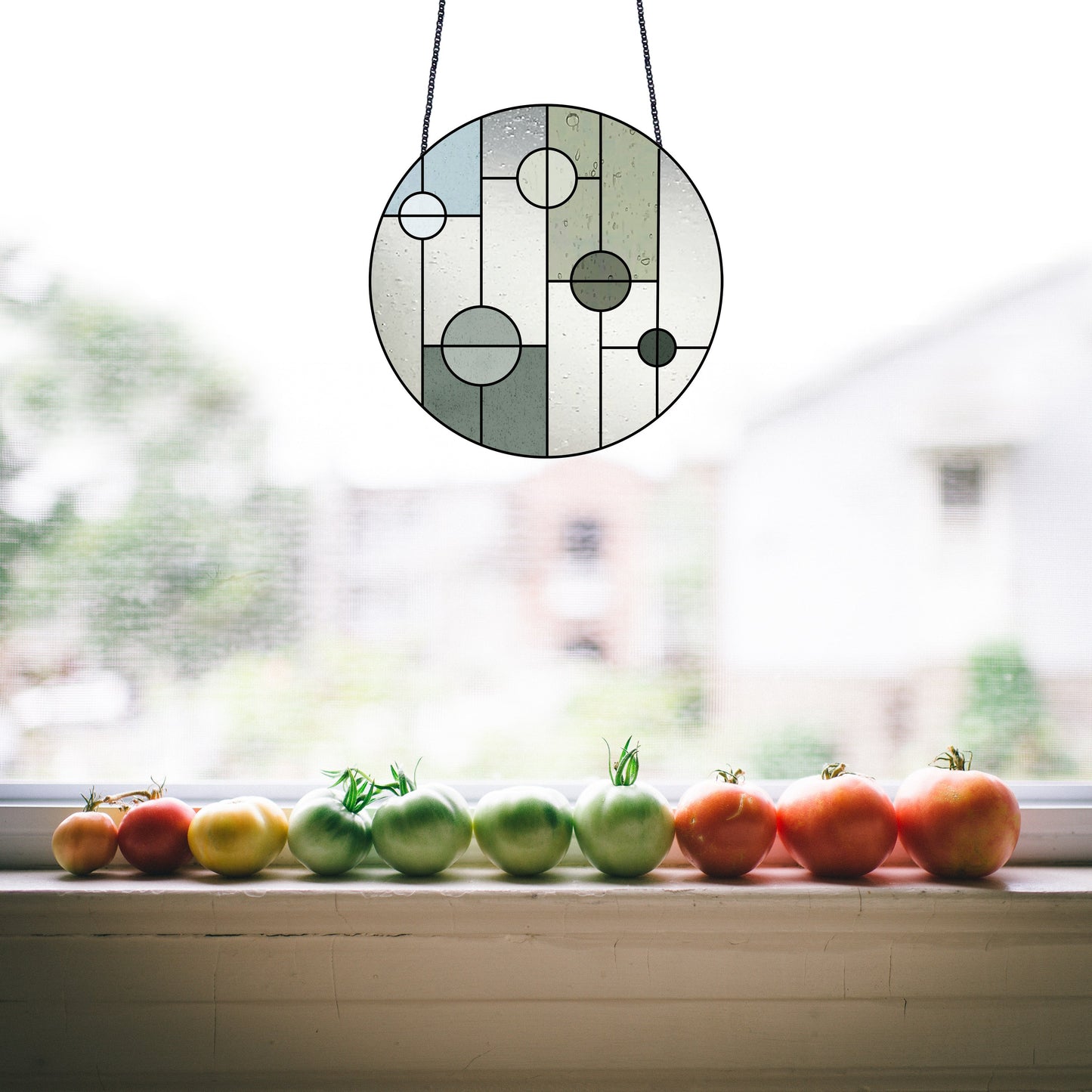 Round Geometric Minimalist Stained Glass Pattern