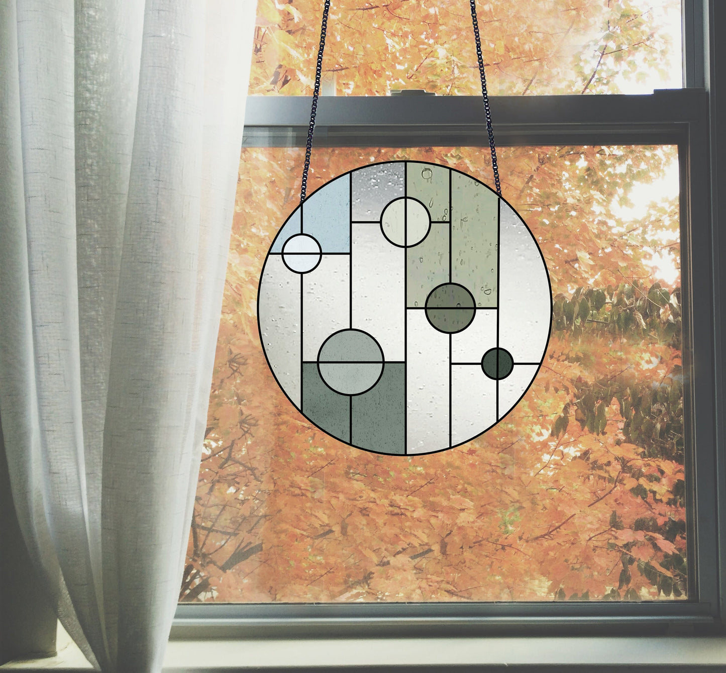 Round Geometric Minimalist Stained Glass Pattern