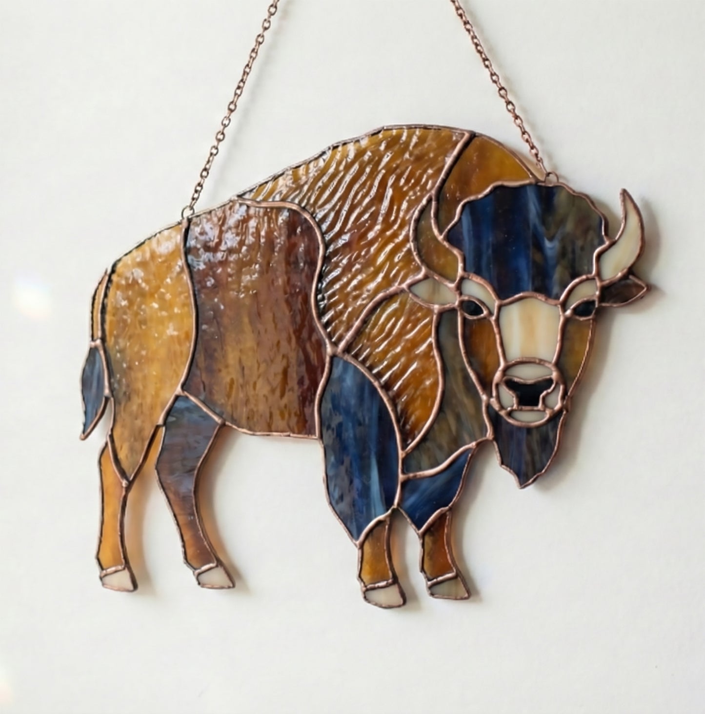 Stained Glass Bison Suncatcher - Buffalo Pattern PDF & PNG