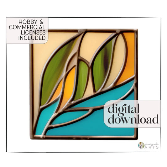 Modern Leaves Plant Stained Glass Pattern
