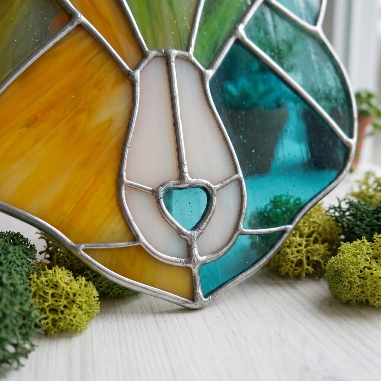 Boho Bear Face Stained Glass Pattern, SVG and PNG