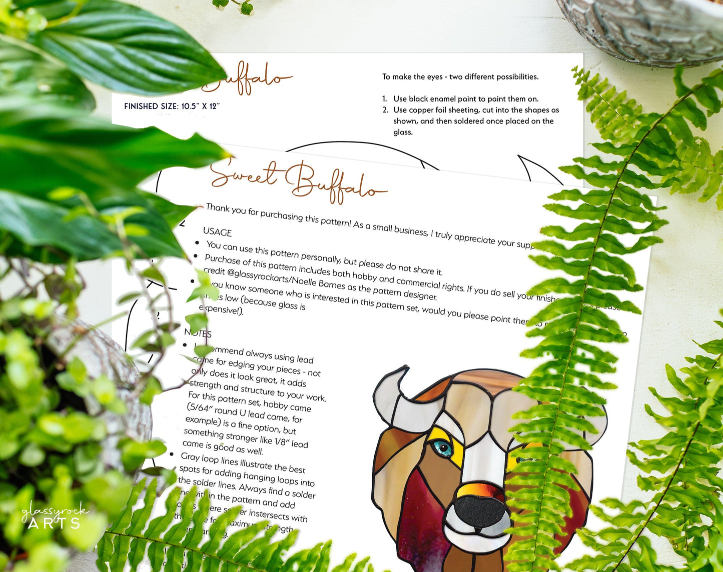 Sweet Buffalo Stained Glass Pattern