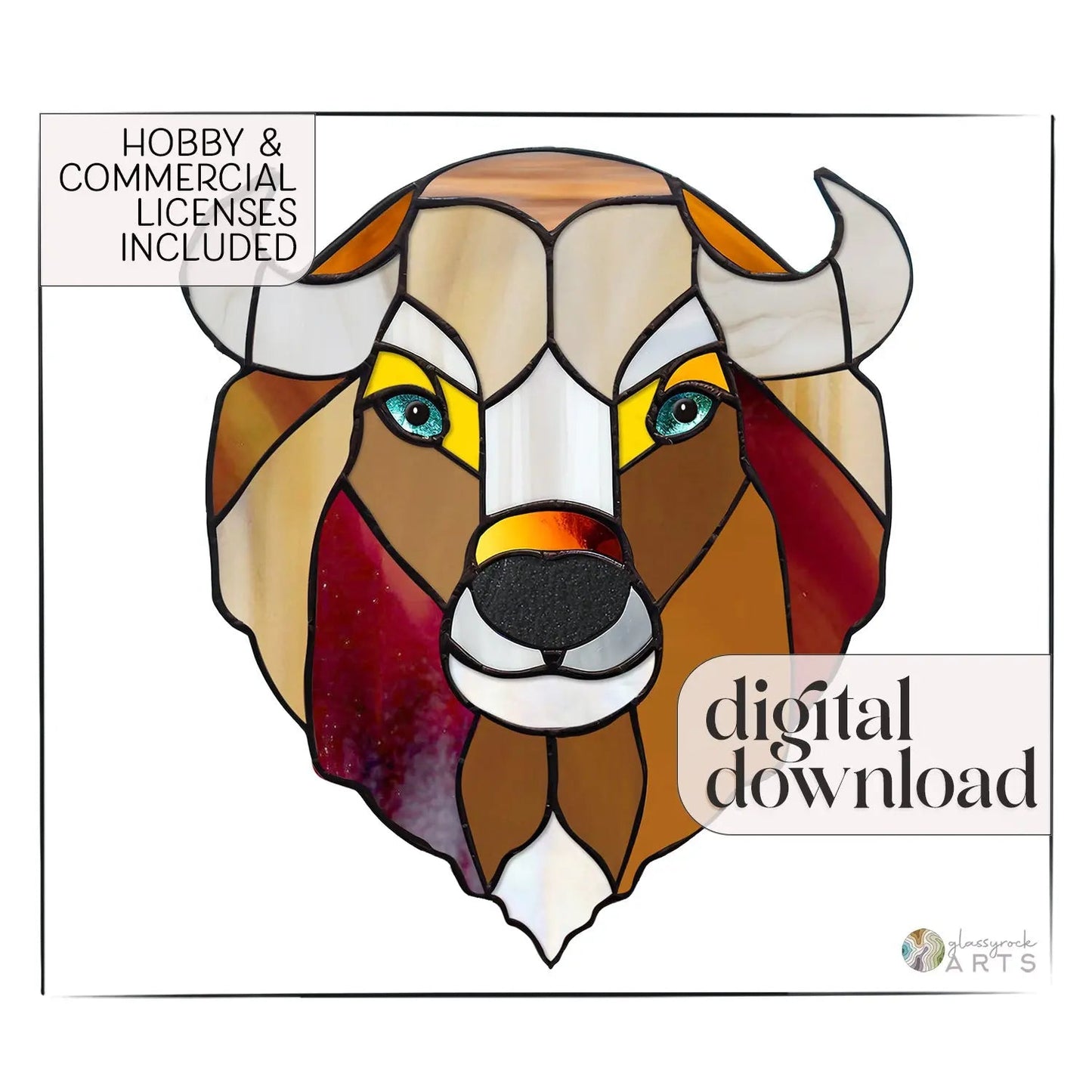 Sweet Buffalo Stained Glass Pattern