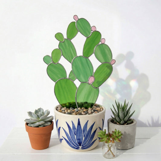 Cactus Plant Stem Stained Glass Pattern PDF & PNG