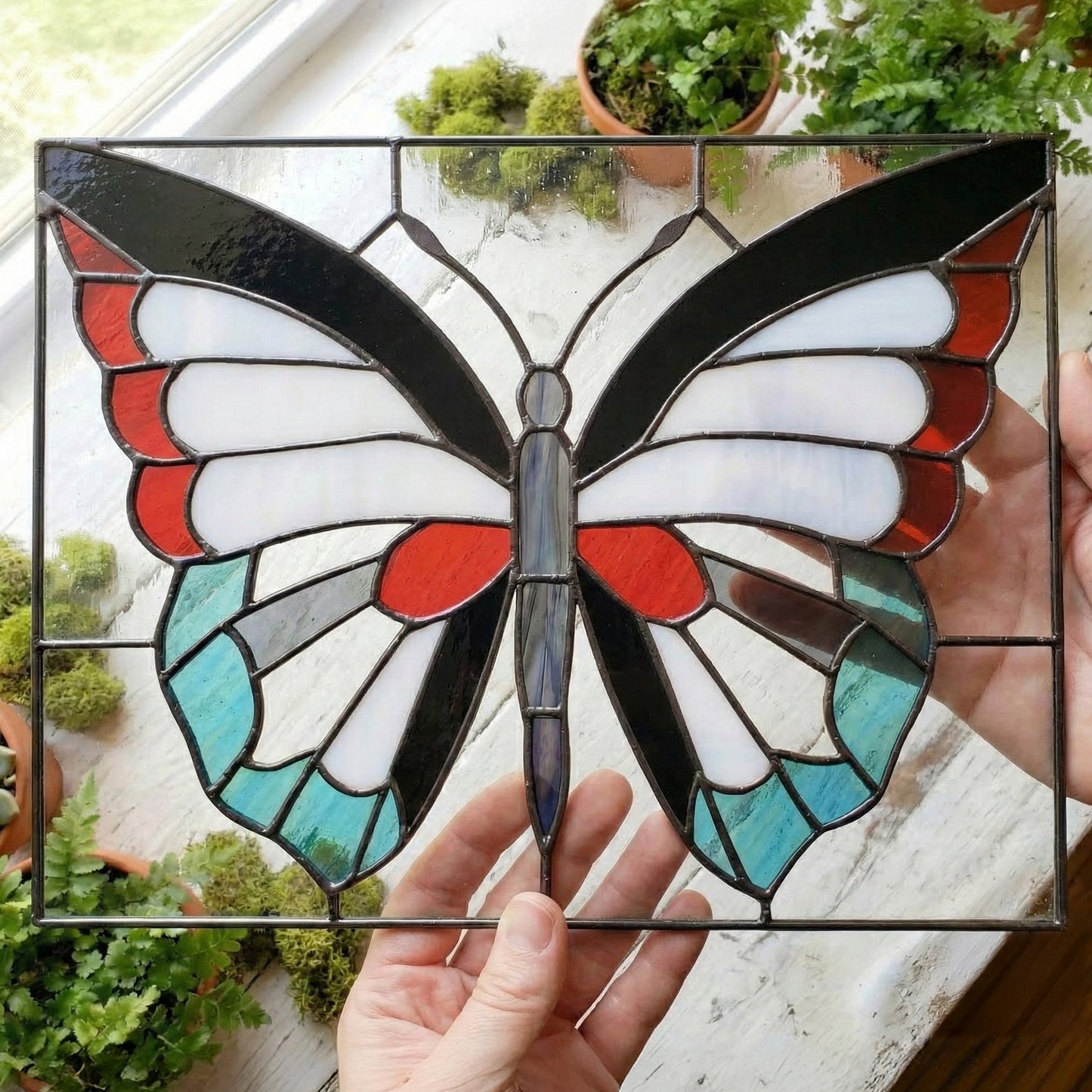 Butterfly Panel Stained Glass Pattern with PNG