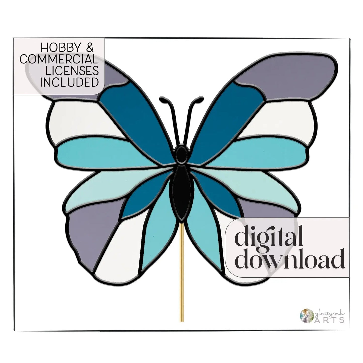 Butterfly Garden Stake Stained Glass Pattern