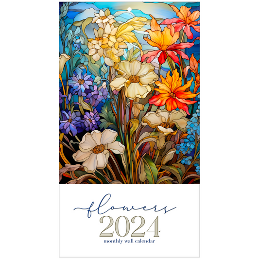 2024 Calendar: Stained Glass Flowers, Floral Calendar