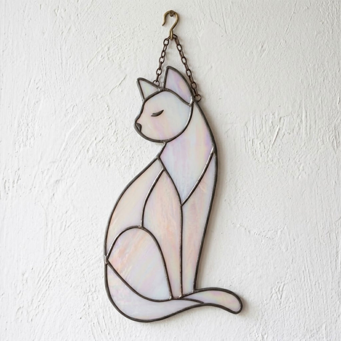 Graceful Cat Stained Glass Pattern and PNG