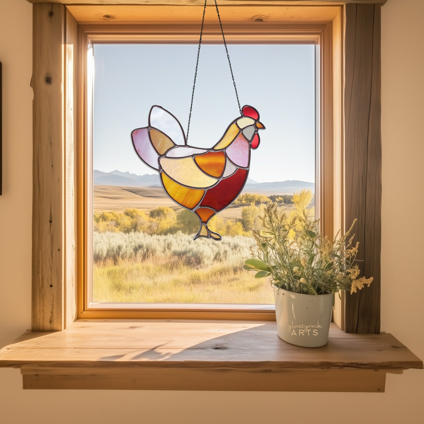 Chicken Stained Glass Pattern and PNG