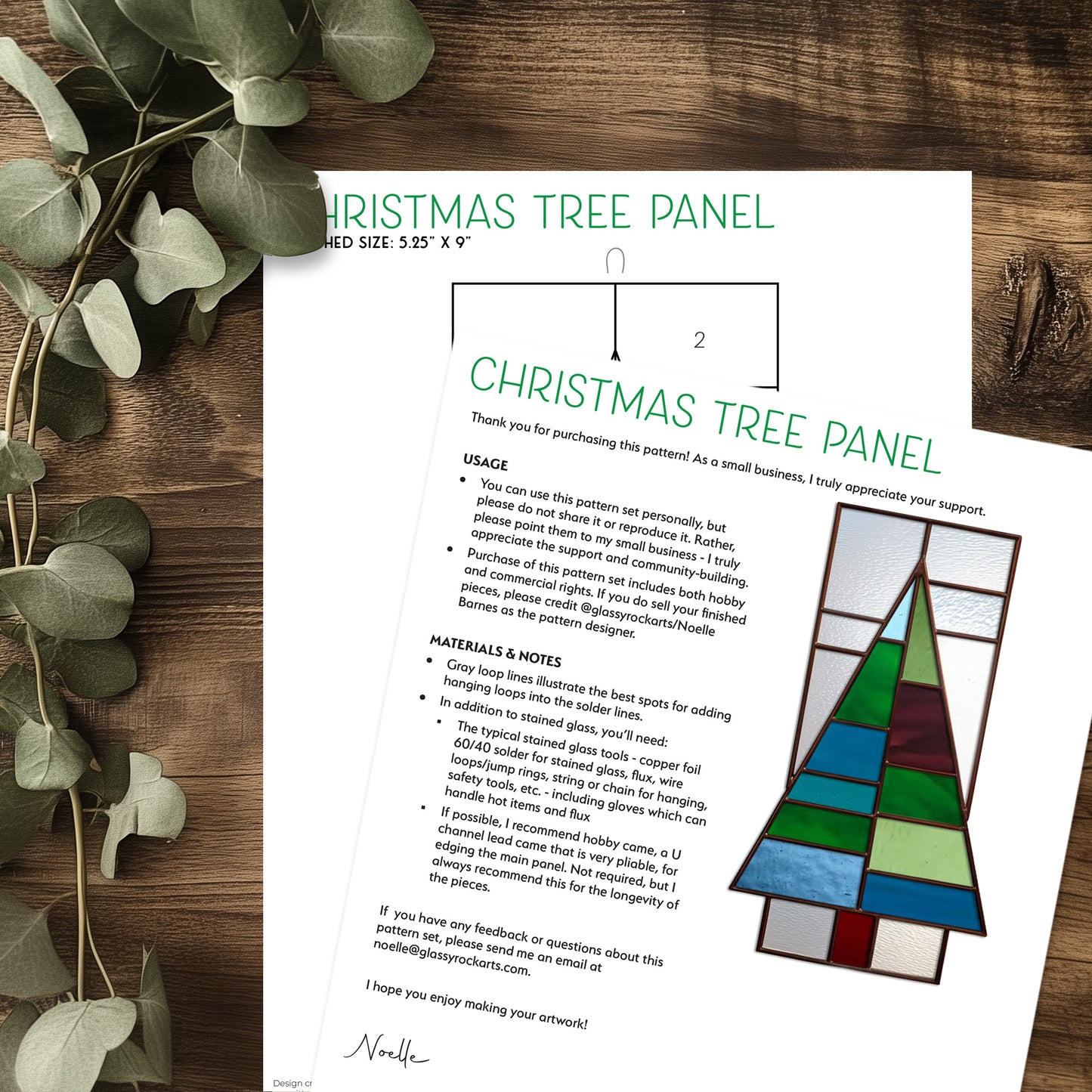 Christmas Tree Panel Stained Glass Pattern and PNG