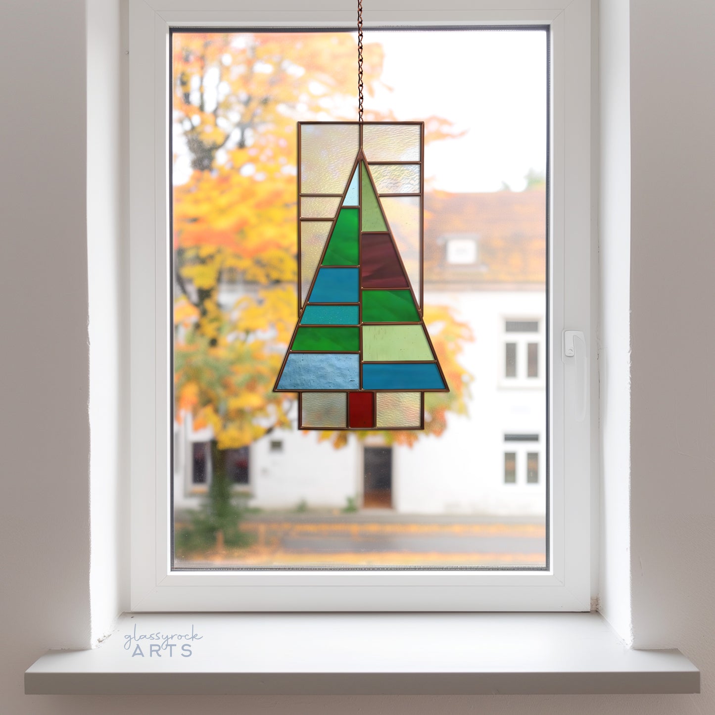 Christmas Tree Panel Stained Glass Pattern and PNG