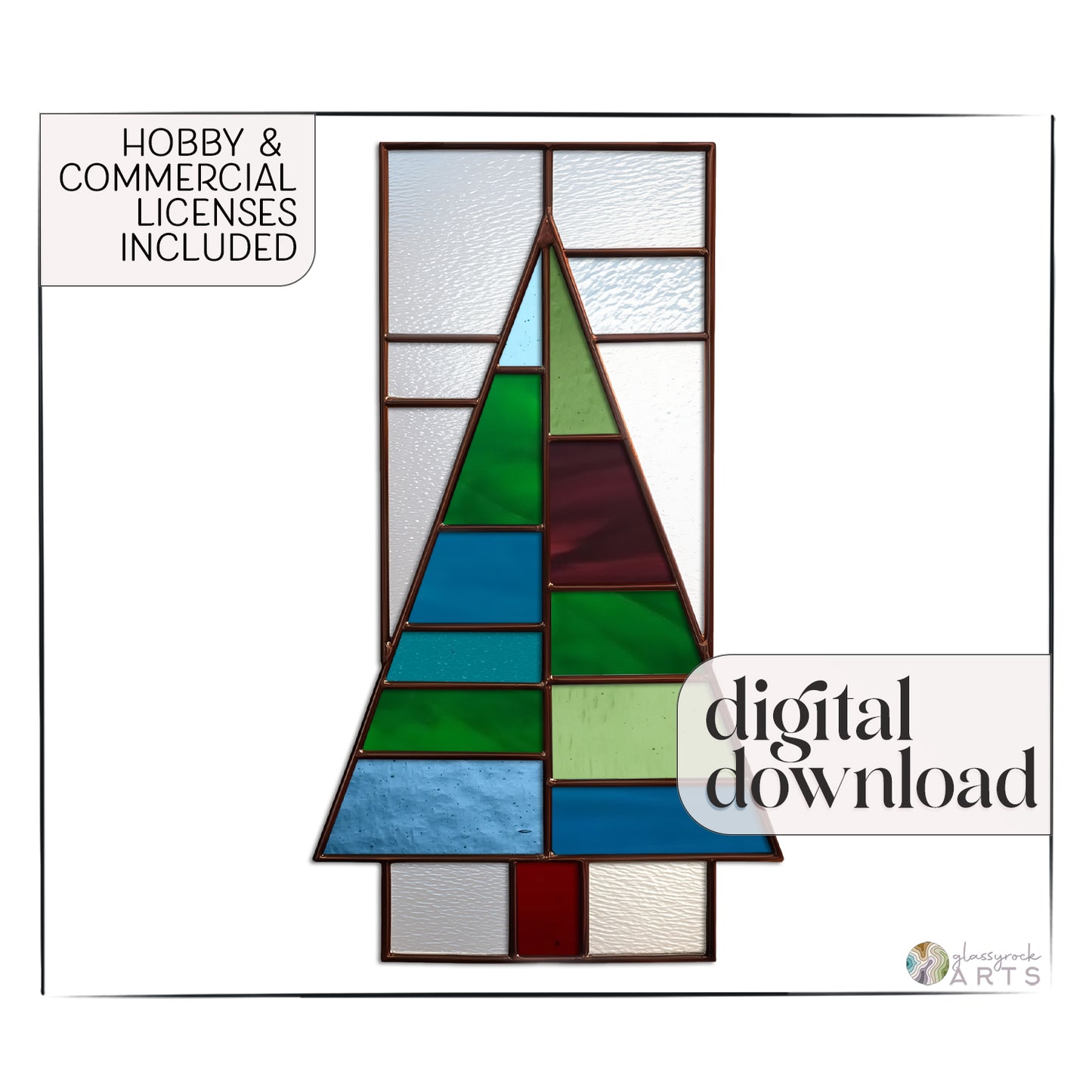 Christmas Tree Panel Stained Glass Pattern and PNG