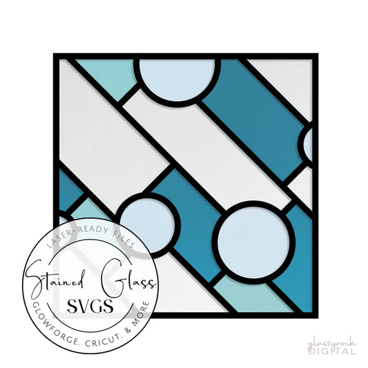 Stained Glass Square Geo Suncatcher Files for Laser Cutting, SVG, PNG, DXF