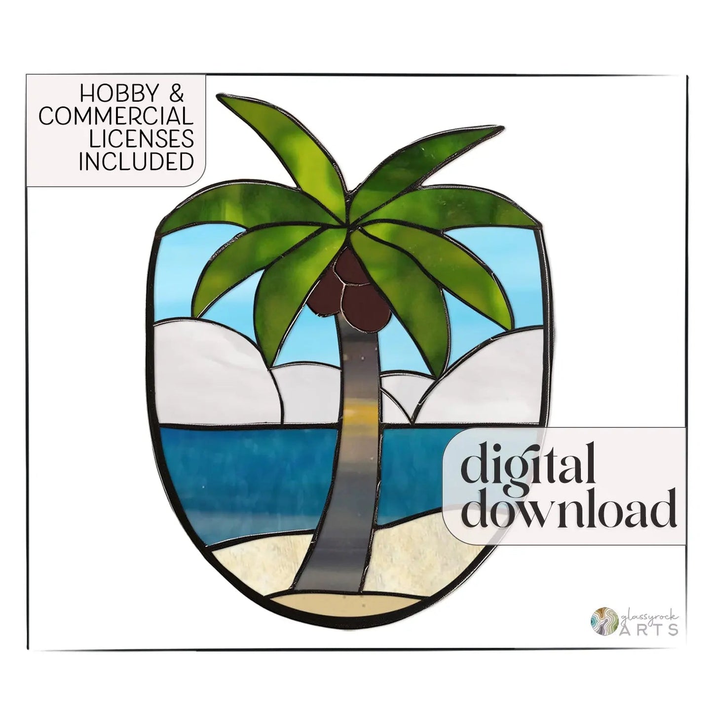 Coconut Tree Stained Glass Pattern