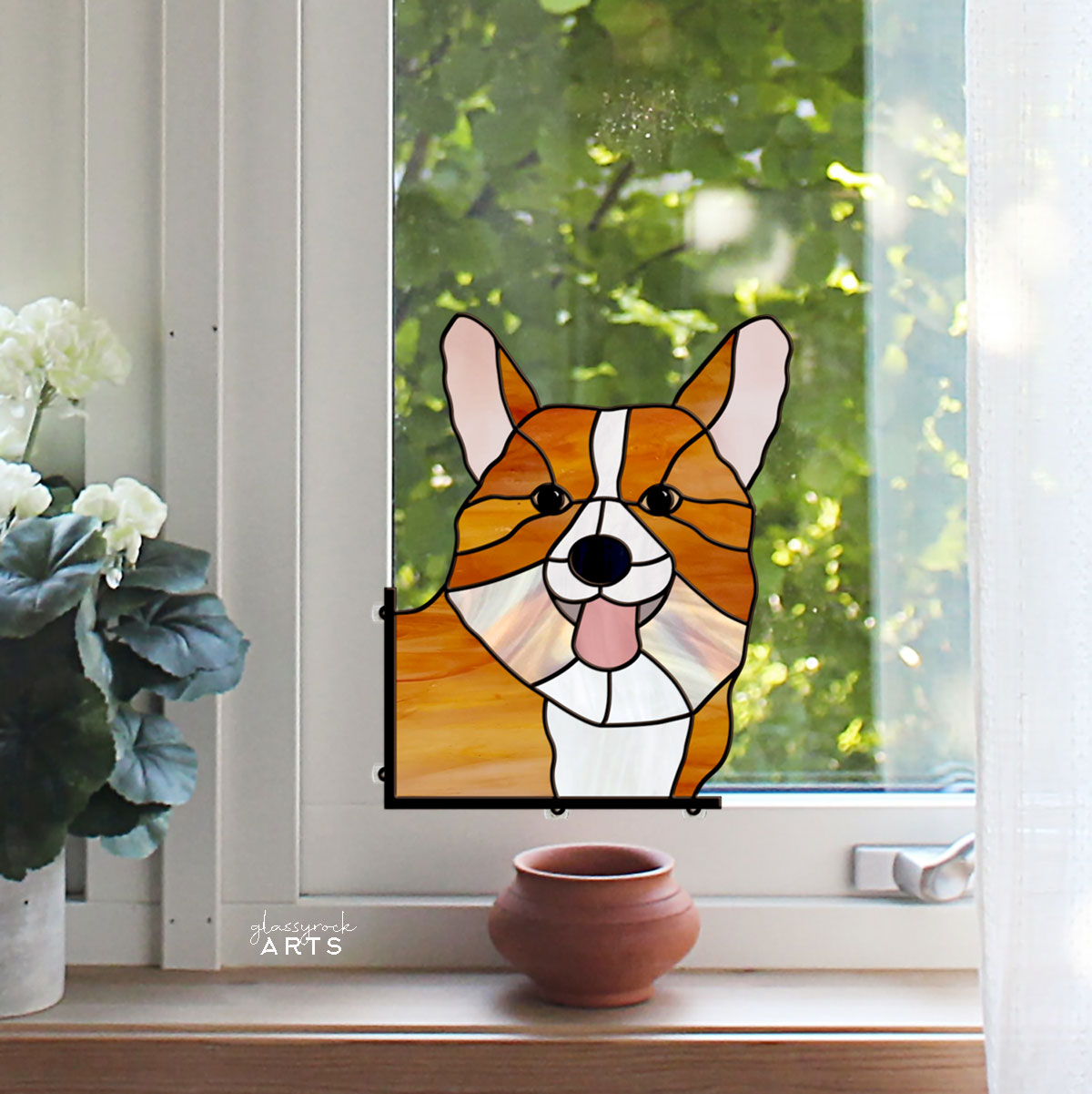 Welsh Corgi Dog Stained Glass Pattern