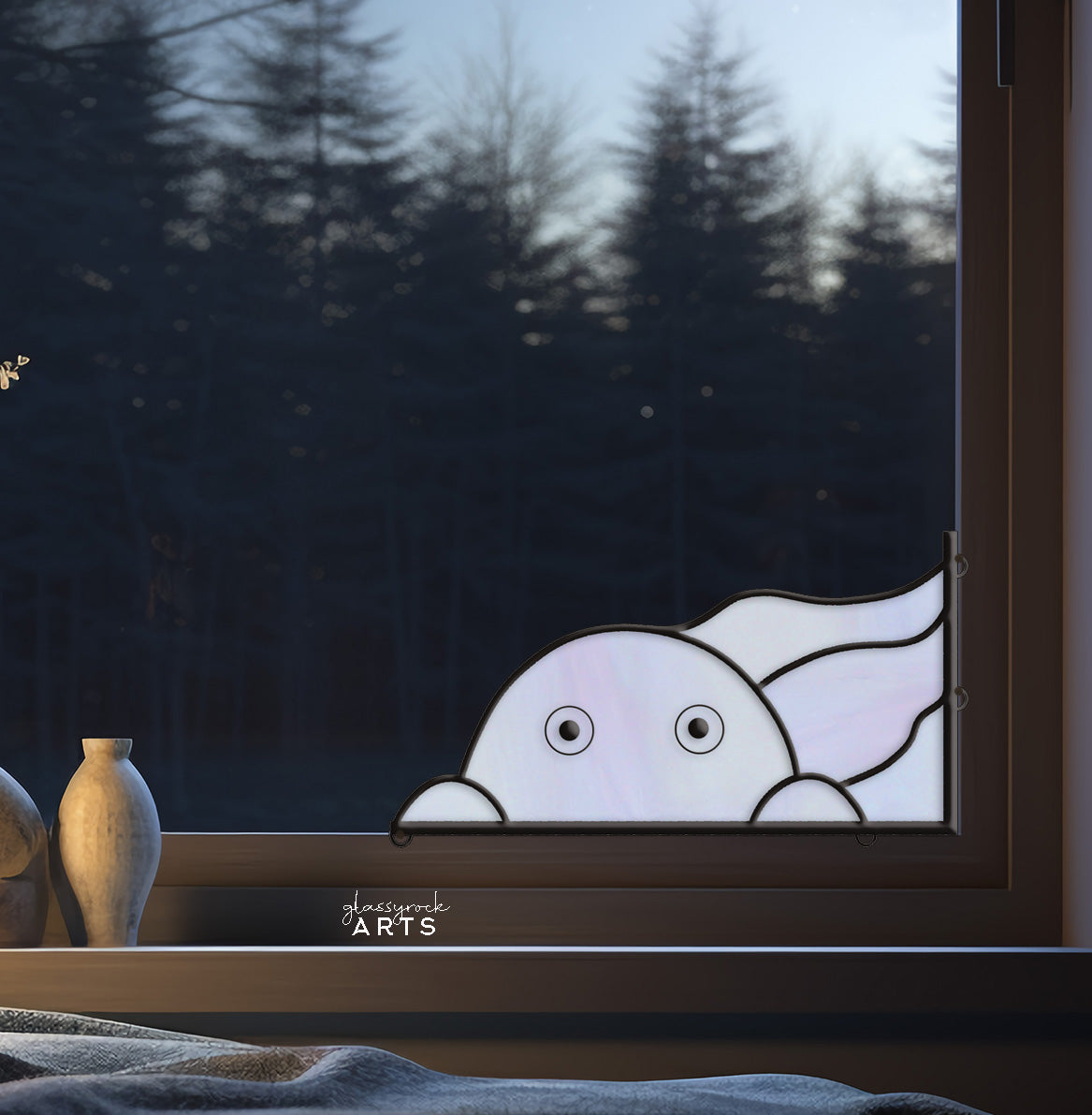 Creepy Ghost Halloween Stained Glass Pattern