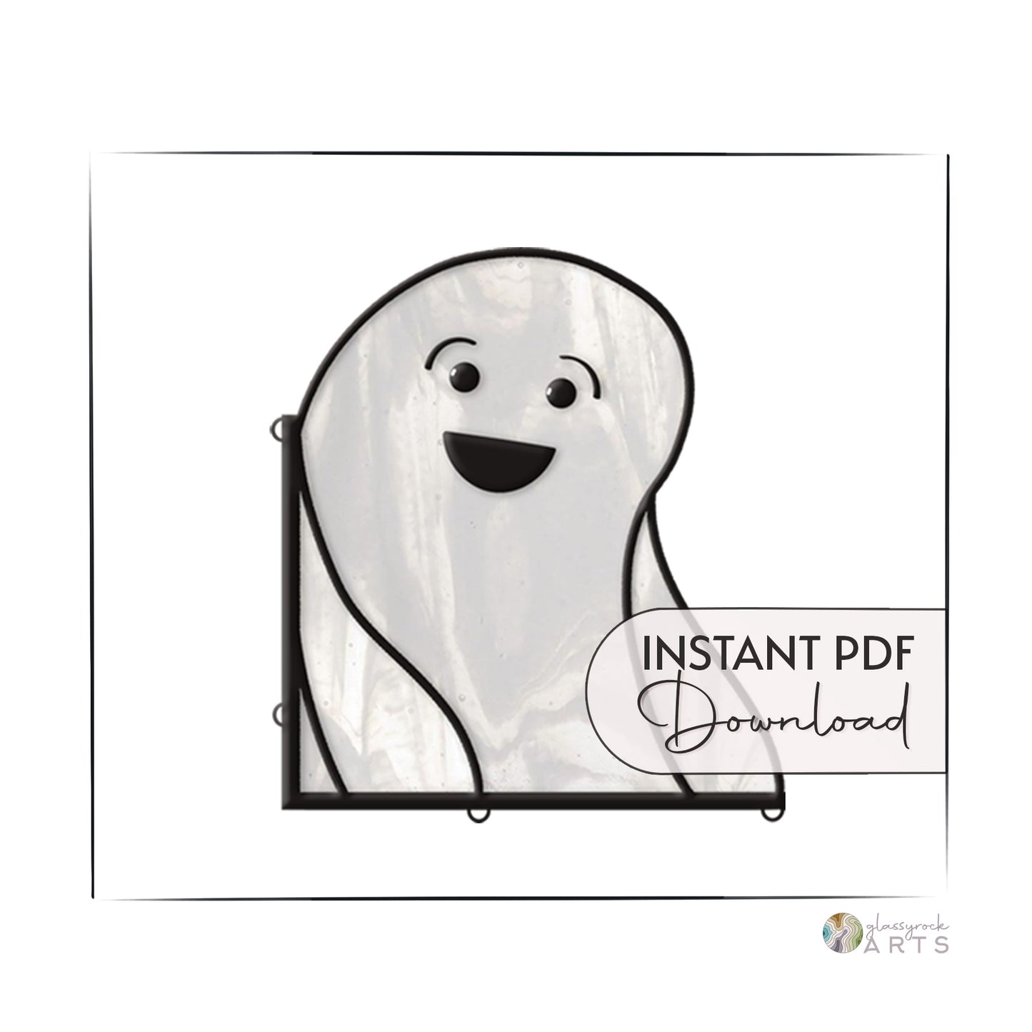 Delighted Ghost Buddy Halloween Stained Glass Pattern