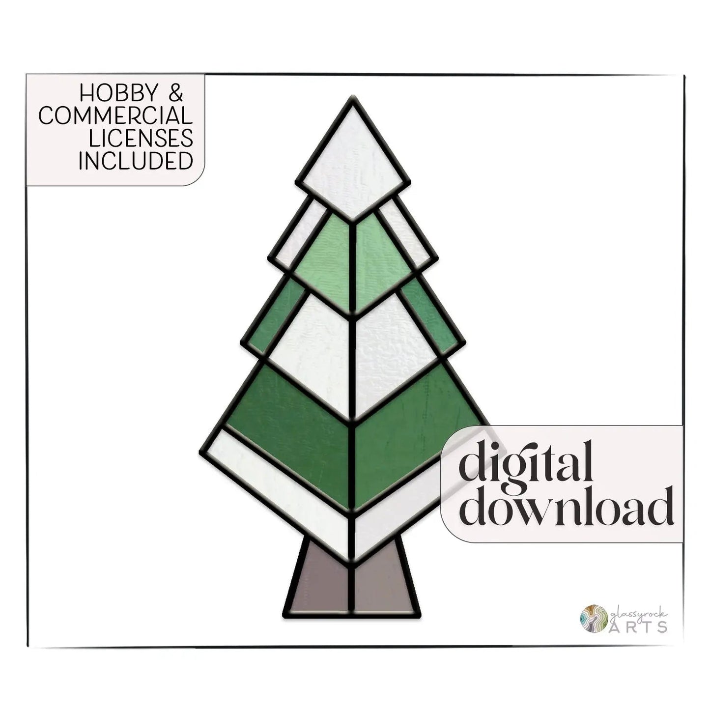 Christmas Tree Stained Glass Pattern (Diamond)