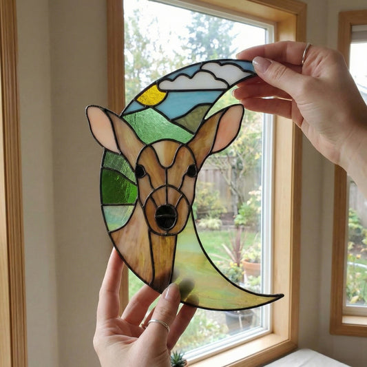 Deer Crescent Moon Stained Glass Pattern