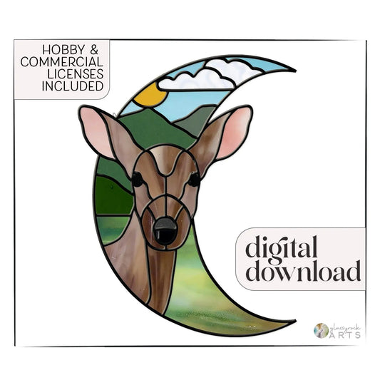 Deer Crescent Moon Stained Glass Pattern