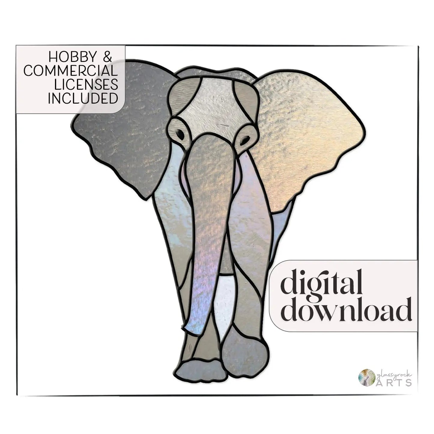 Elephant Stained Glass Pattern