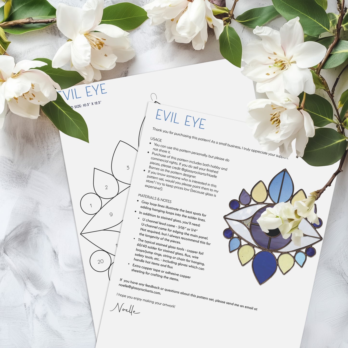 Evil Eye Stained Glass Pattern and PNG