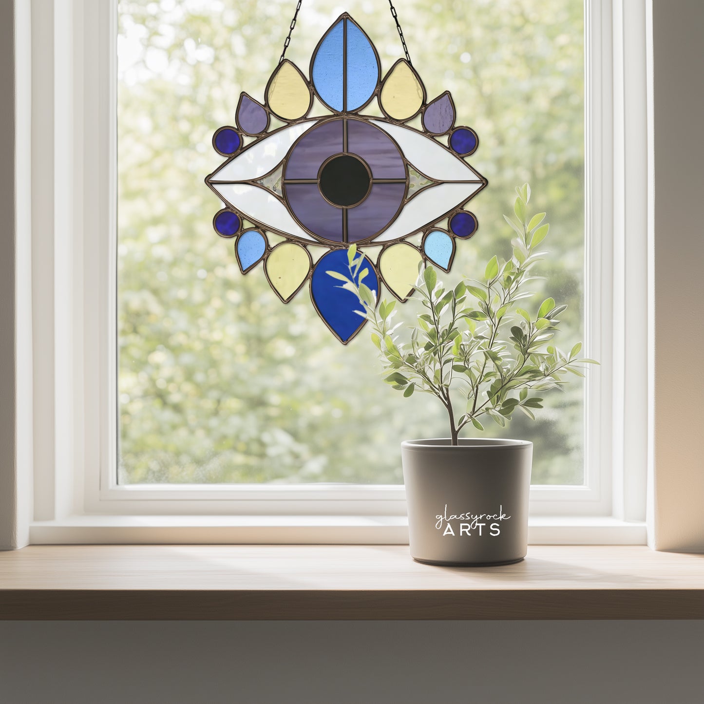 Evil Eye Stained Glass Pattern and PNG
