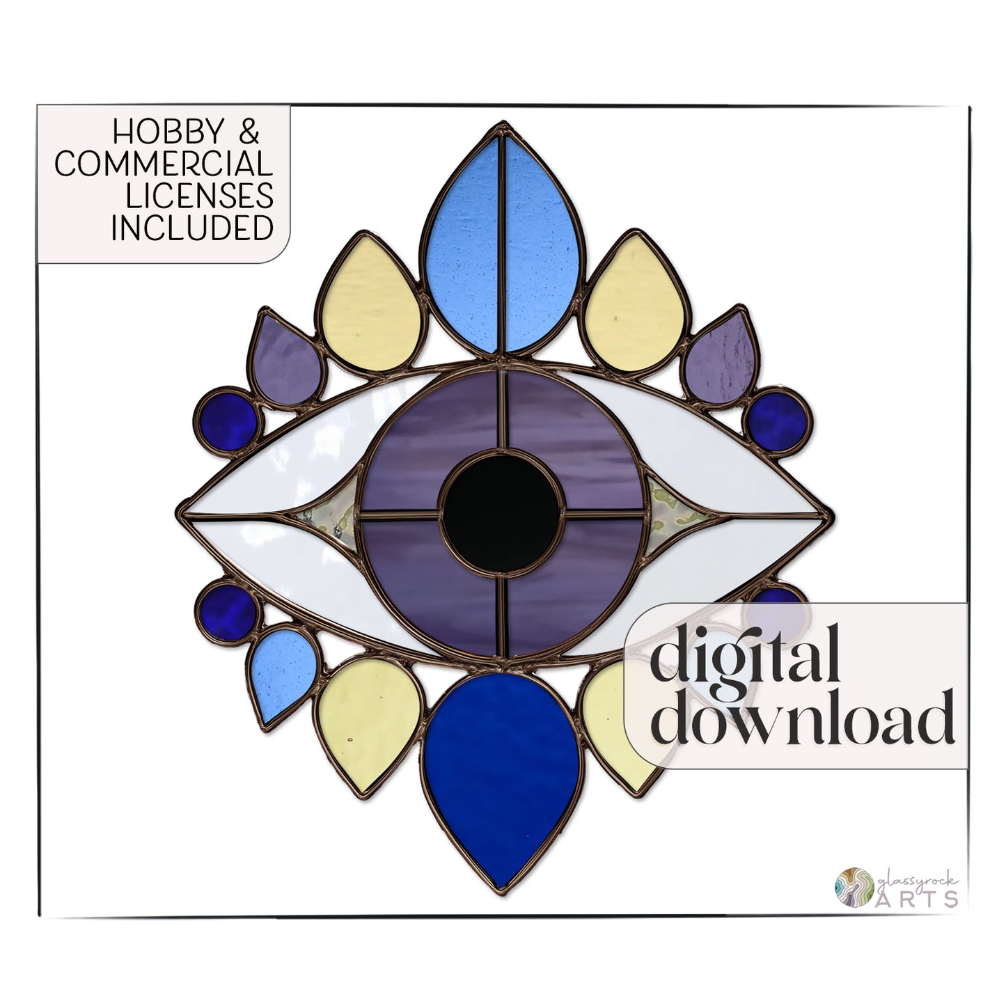 Evil Eye Stained Glass Pattern and PNG