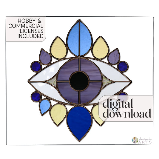 Evil Eye Stained Glass Pattern and PNG