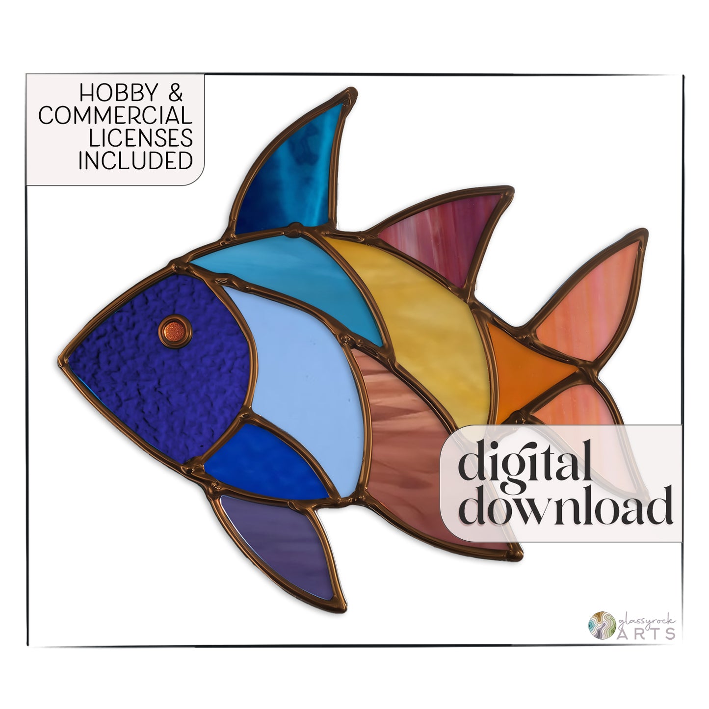 Fancy Fish Stained Glass Pattern and PNG