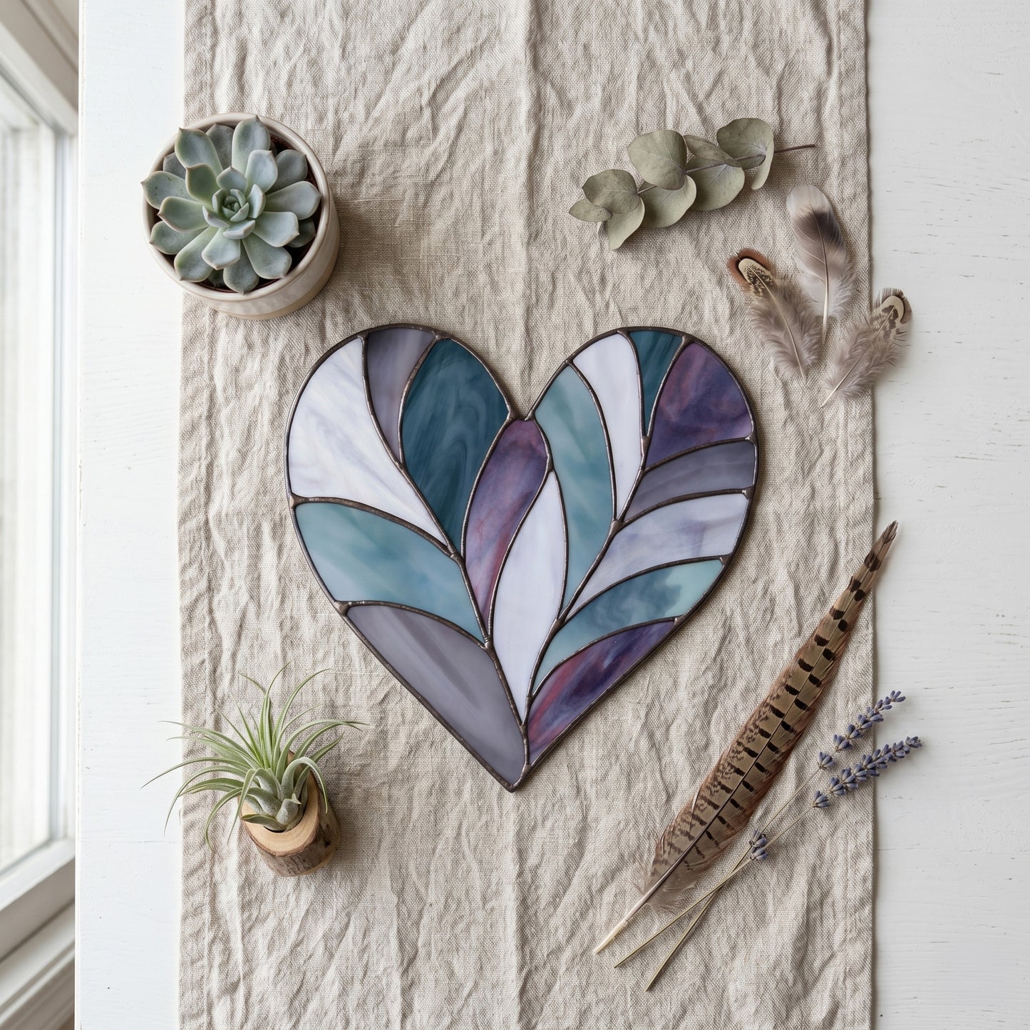 Feather Heart Stained Glass Pattern