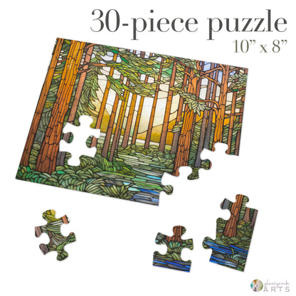 Stained Glass Fir Tree Forest Jigsaw Puzzle