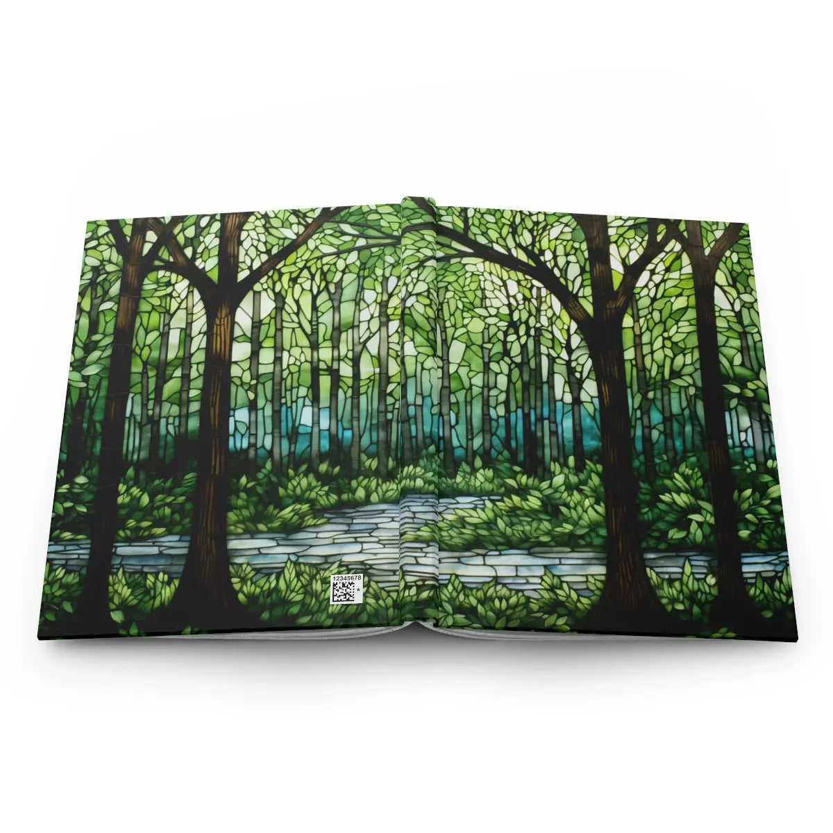 A picture of the Stained Glass Forest Hardcover Journal from GlassyRock Arts.