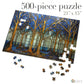 Stained Glass Forest Jigsaw Puzzle, Blue and Gold