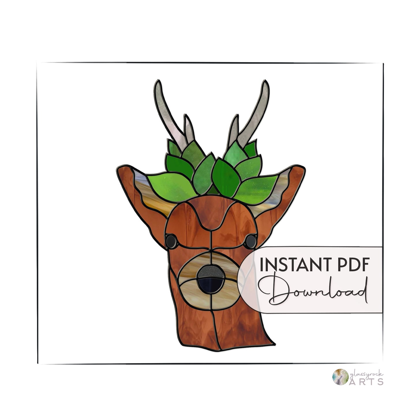 Boho Forest Buck - Animal Stained Glass Deer Pattern