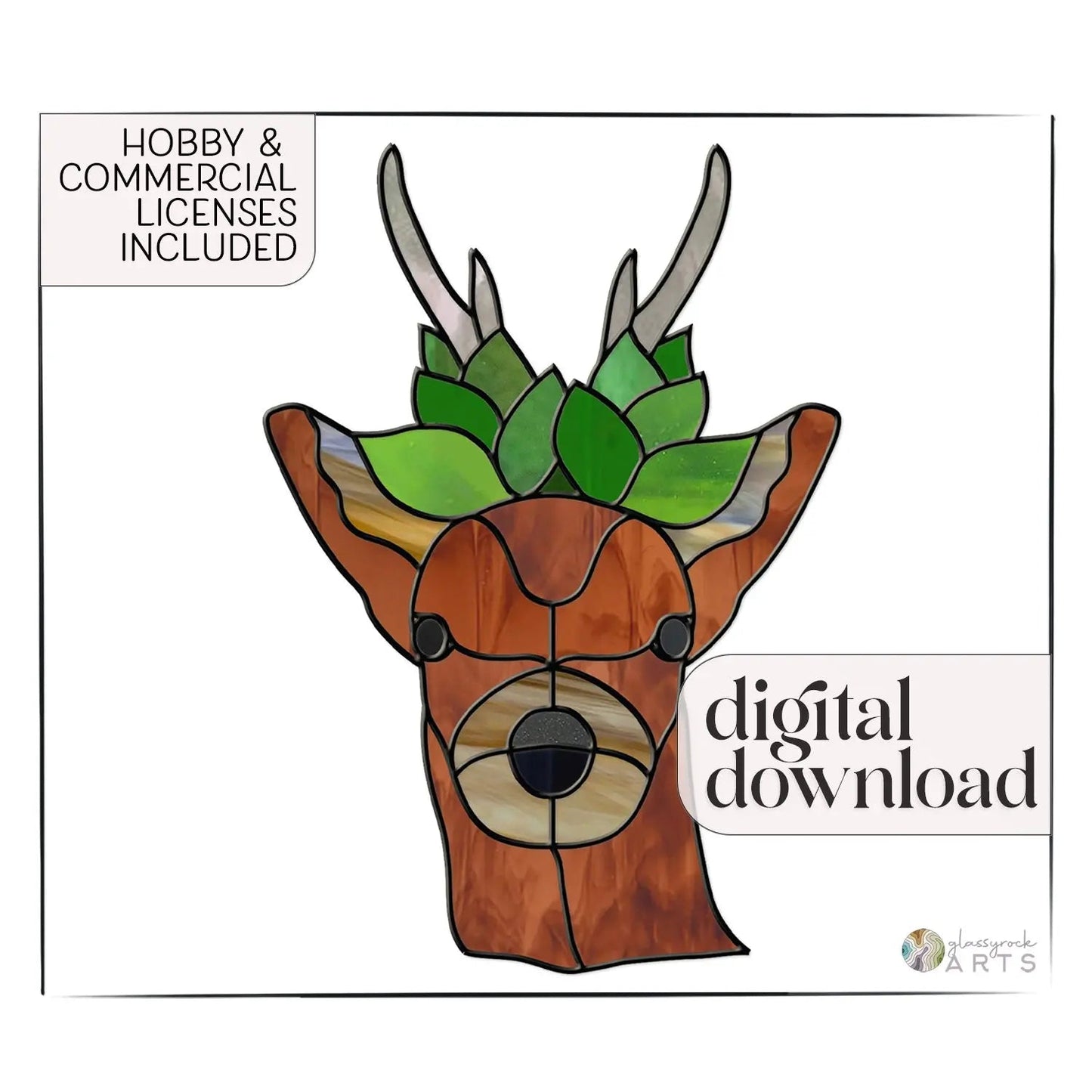 Forest Buck Woodland Stained Glass Pattern