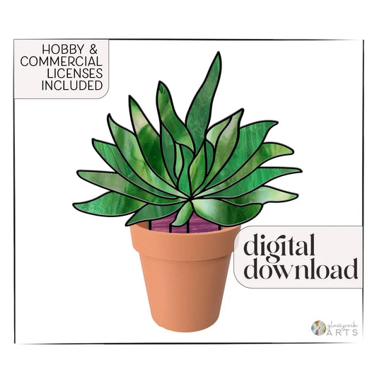 Gasteria Succulent Plant Stem Stained Glass Pattern