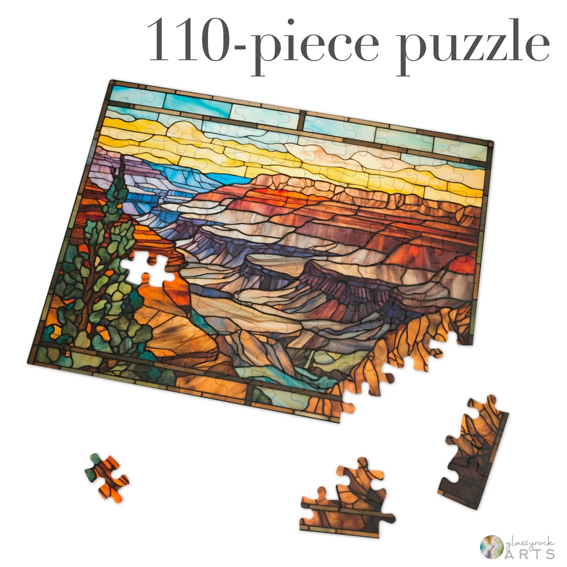 A picture of the Grand Canyon National Park Stained Glass Jigsaw Puzzle from GlassyRock Arts.