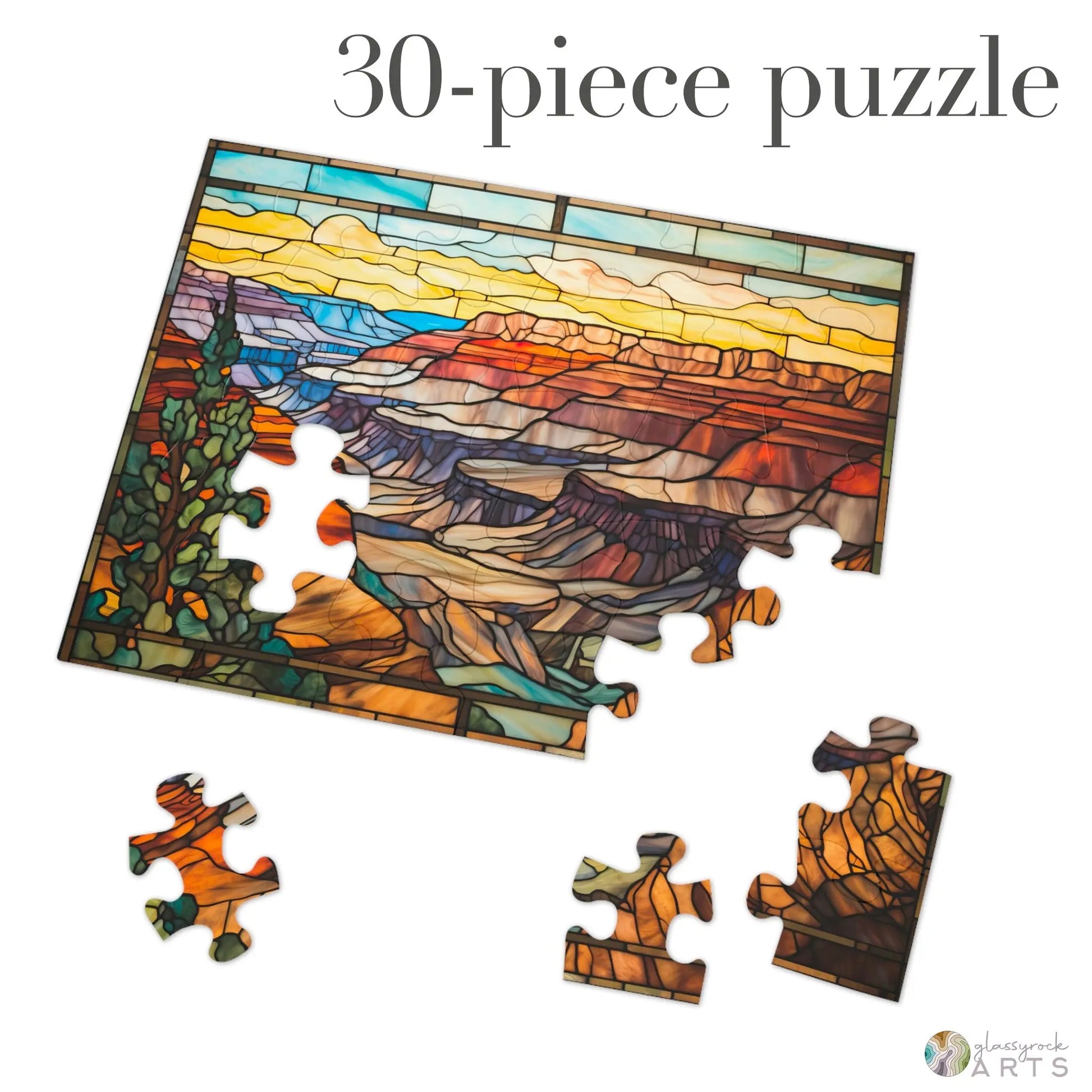 A picture of the Grand Canyon National Park Stained Glass Jigsaw Puzzle from GlassyRock Arts.