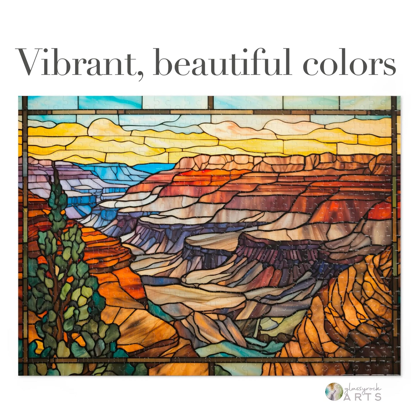 A picture of the Grand Canyon National Park Stained Glass Jigsaw Puzzle from GlassyRock Arts.