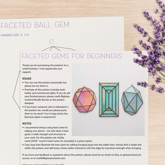 Faceted Gems Stained Glass Patterns 3-Pack PDF, PNG, SVG