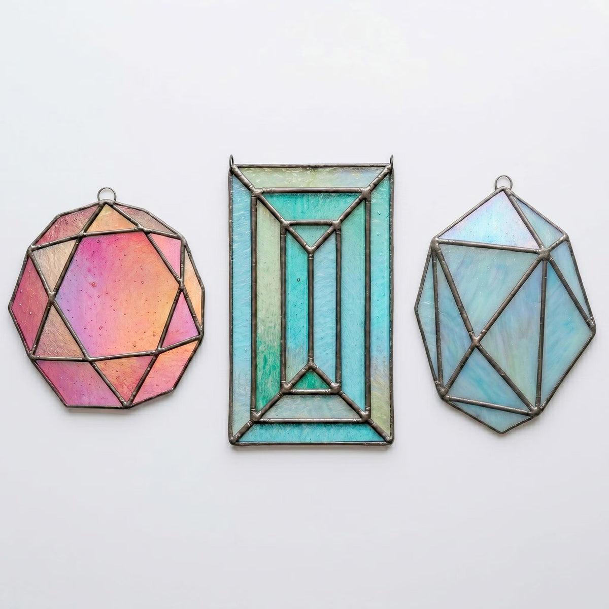 Faceted Gems Stained Glass Patterns 3-Pack PDF, PNG, SVG