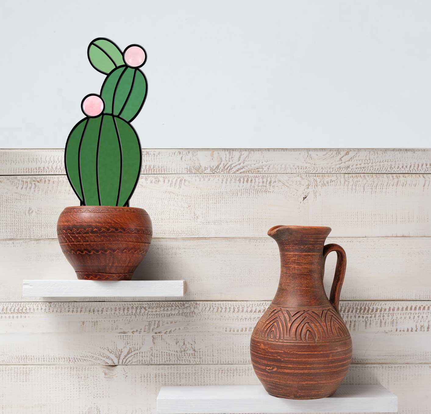 Gemstone Cactus Stained Glass Pattern - Crafting Patterns & Molds, from GlassyRock Arts