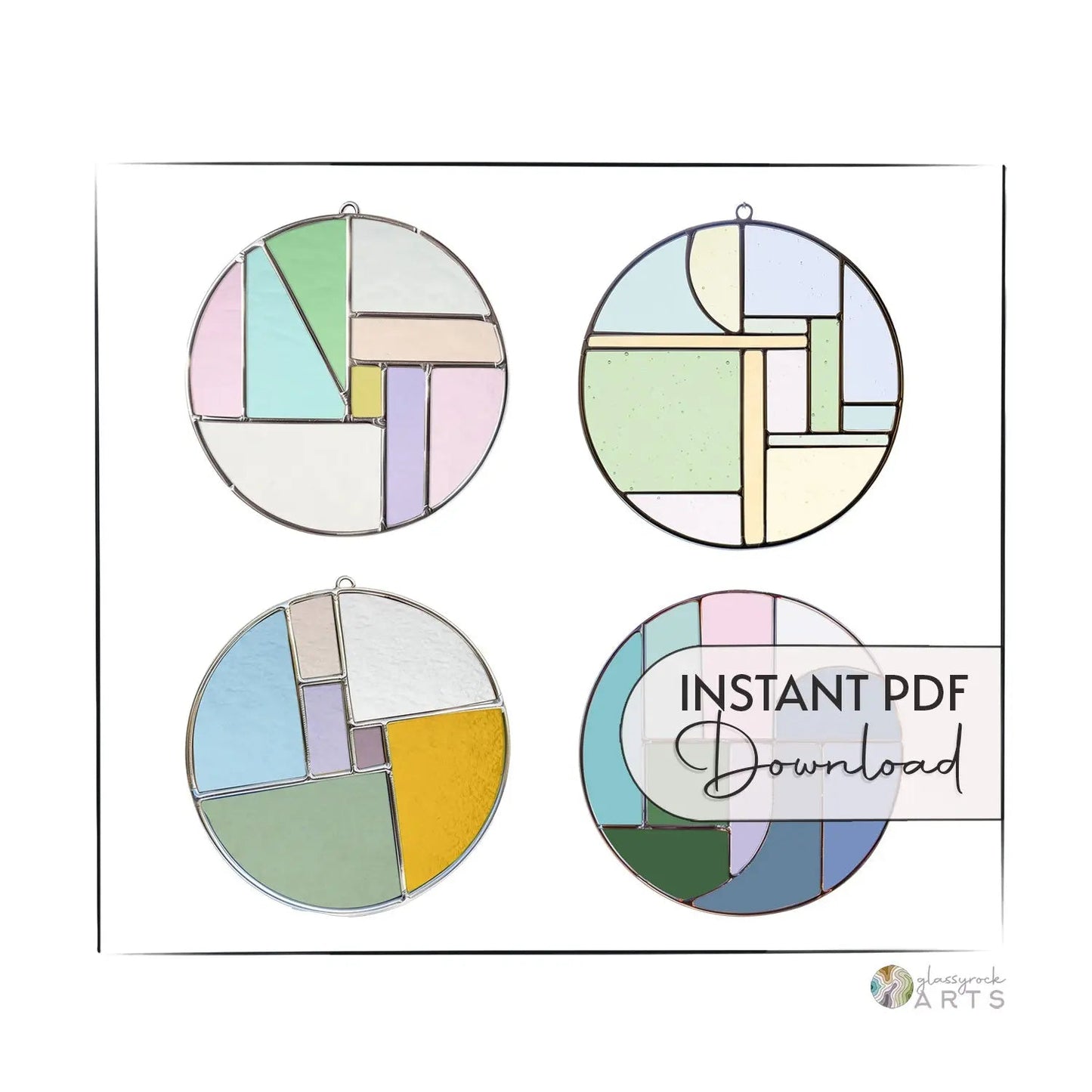 Beginner Round Stained Glass Geometric Pattern Pack of 4